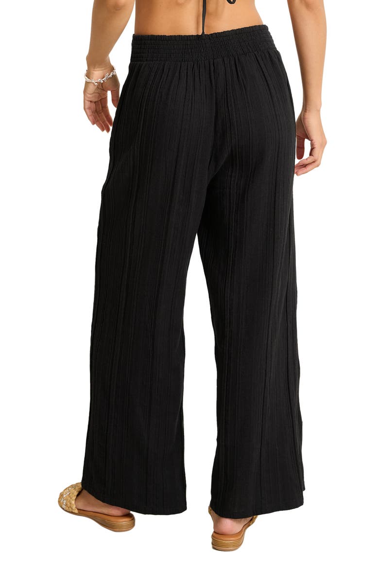 Mykonos Textured Cover-Up Sarong Pants, Alternate, color, BLACK