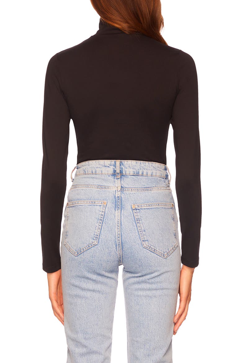 Mock Neck Long Sleeve Top, Alternate, color, BLACK