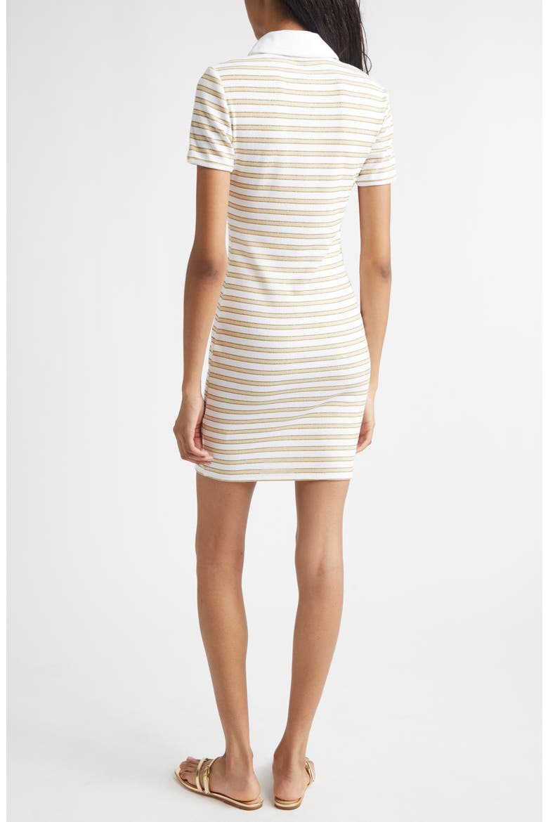 Bailey Stripe Cotton Knit Polo Dress, Alternate, color, KHAKI WHITE