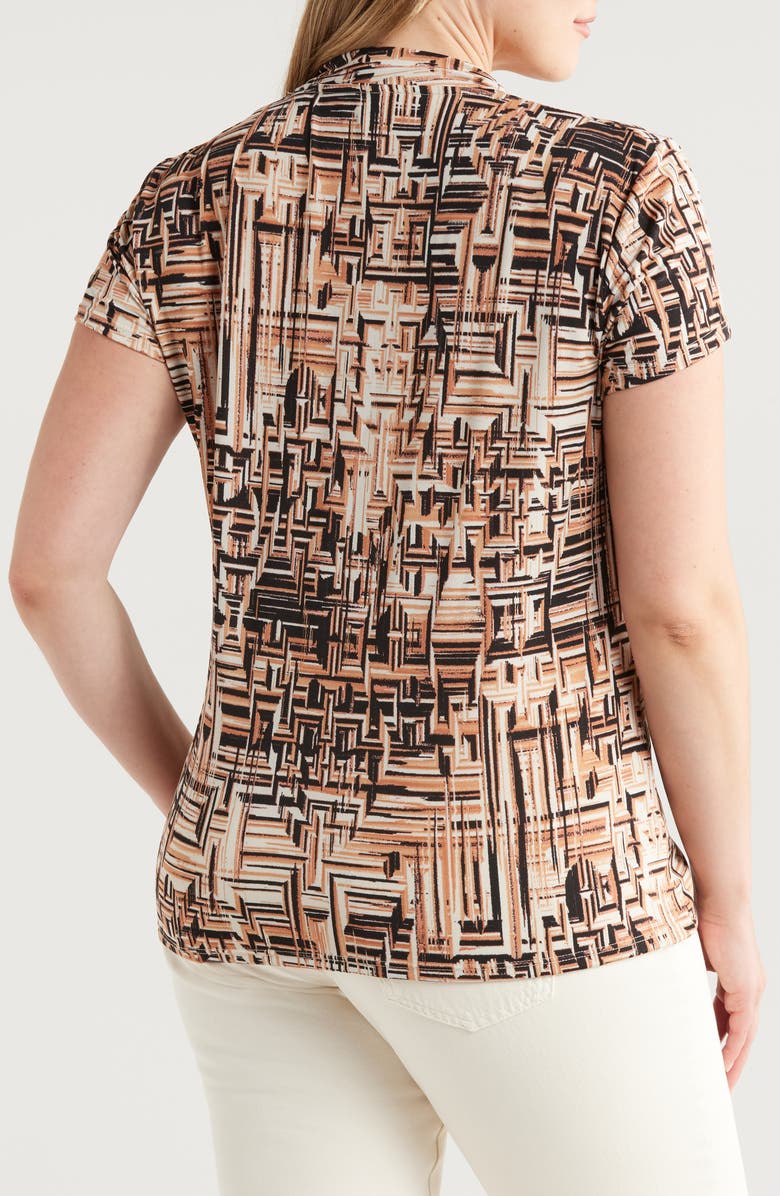 24seven Comfort Apparel Geo Print Cross Front Jersey Top, Alternate, color, 