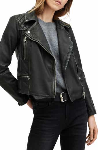 Allsaints Balfern Leather Biker Jacket Black 0