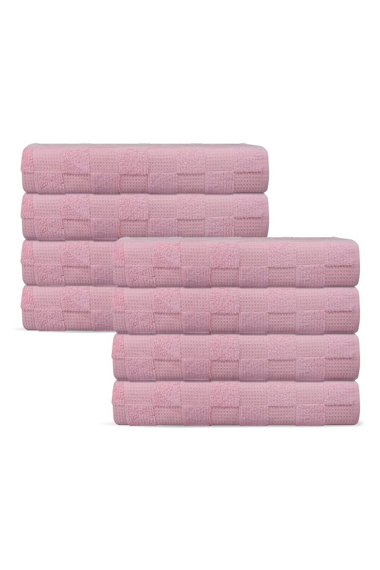 Waffle Terry 8-Piece Turkish Cotton Hand Towels, Main, color, BLUSH
