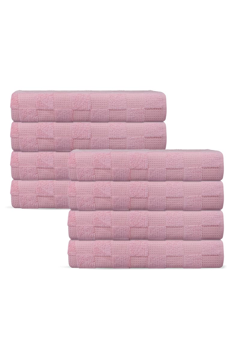 DePera Waffle Terry 8-Piece Turkish Cotton Hand Towels, Main, color, Blush