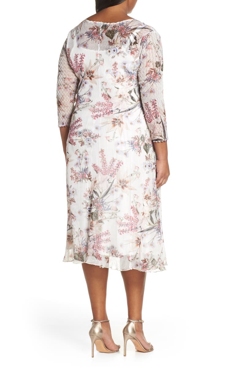 Komarov V-Neck Floral Print Chiffon Cocktail Dress, Alternate, color, 