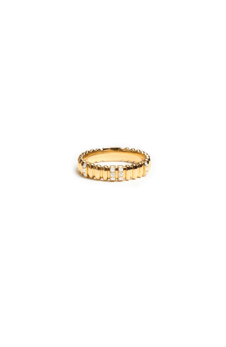 ZARUX Textured Gold Eternity Band with Diamond Accents, Main, color, Yellow Gold