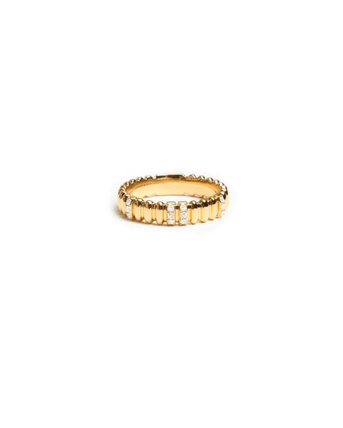 Textured Gold Eternity Band with Diamond Accents