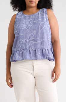 Embroidered Sleeveless Peplum Top