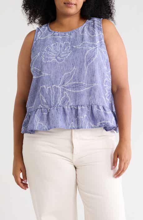 Embroidered Sleeveless Peplum Top