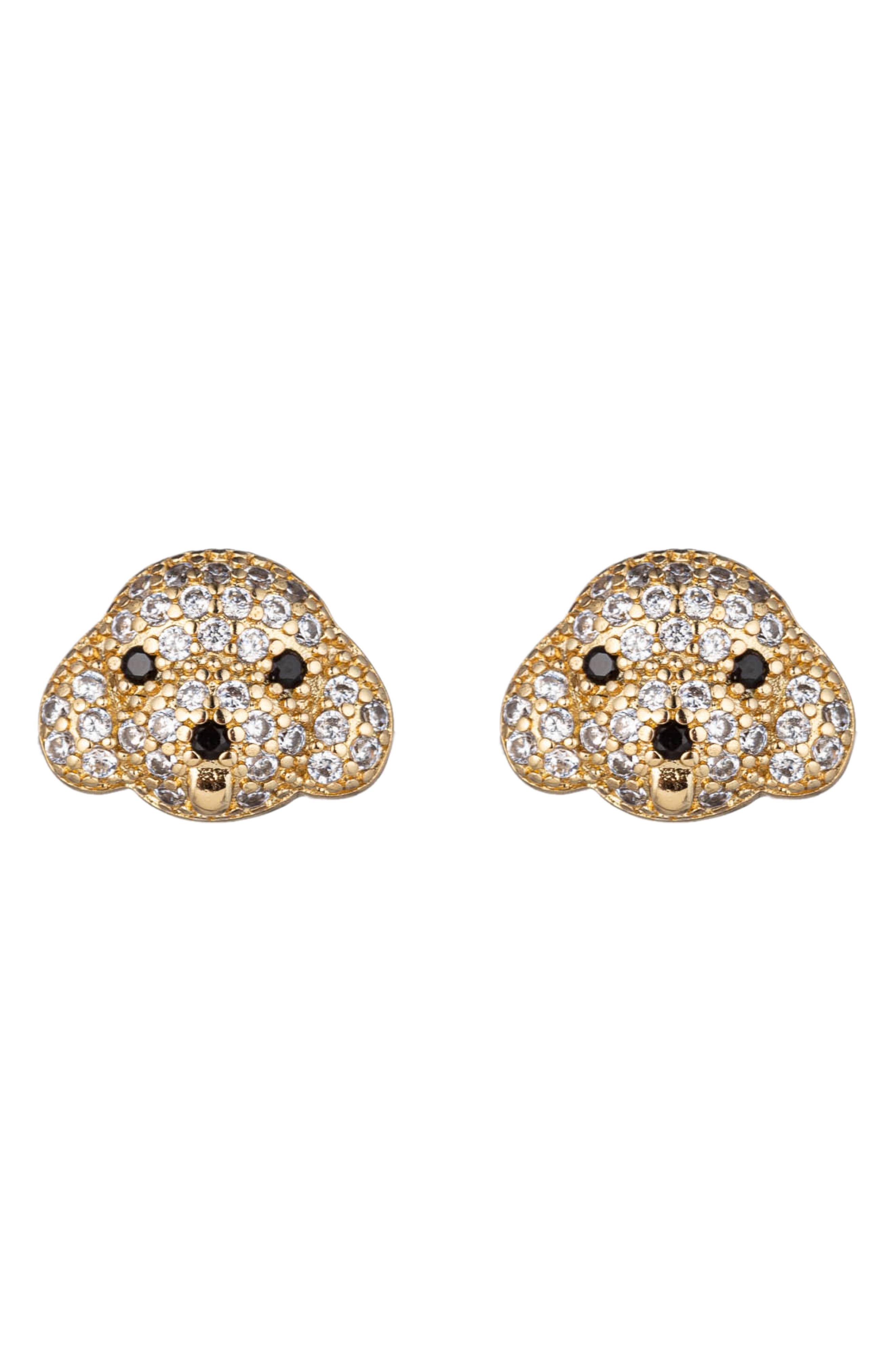 EYE CANDY LOS ANGELES Pavé Cubic Zirconia Dog Stud Earrings