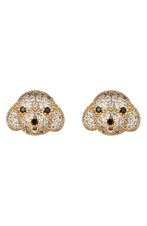 Pavé Cubic Zirconia Dog Stud Earrings