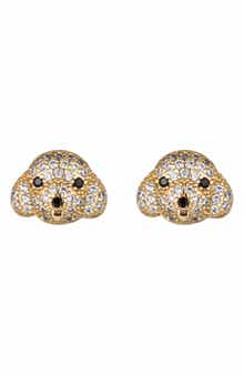 EYE CANDY LOS ANGELES Pavé Cubic Zirconia Dog Stud Earrings