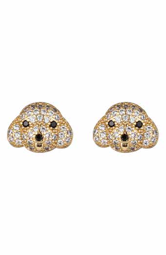 Pavé Cubic Zirconia Dog Stud Earrings