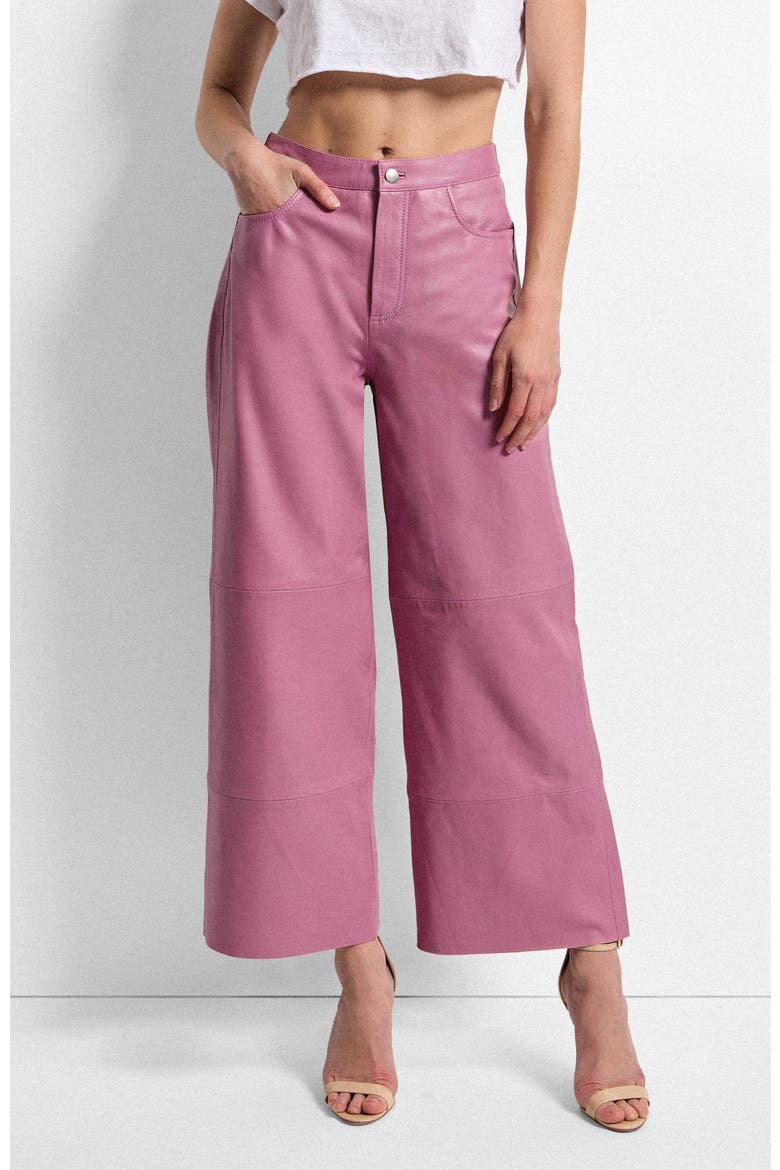 Ruby Leather Wide Leg Jeans, Alternate, color, Mauve