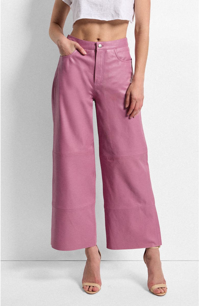 AS by DF Ruby Leather Wide Leg Jeans, Alternate, color, Mauve