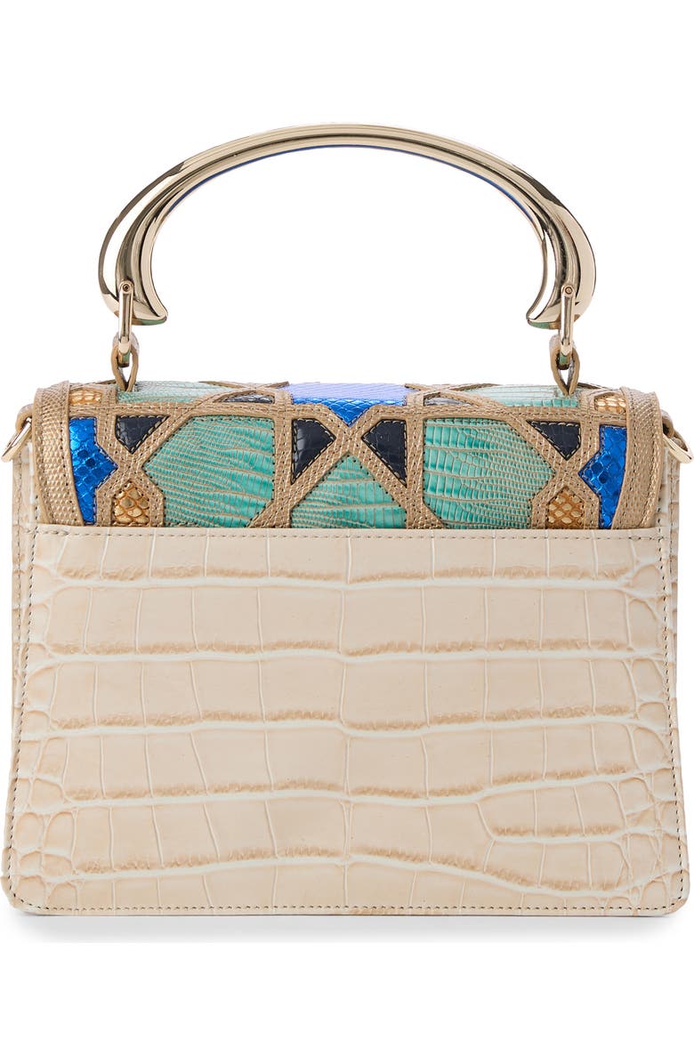 Brahmin Small Hallie Embossed Leather Top Handle Bag, Alternate, color, Ivory Multi