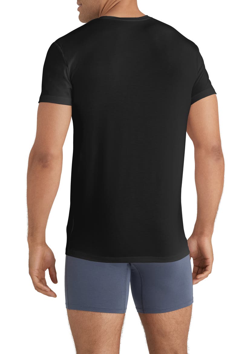 3-Pack Second Skin Stay Tucked V-Neck Undershirts, Alternate, color, BLACK