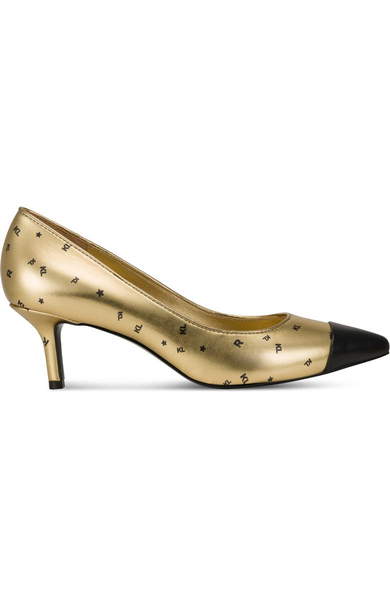 KARL LAGERFELD PARIS Riz Cap Toe Pump, Alternate, color, Gold/ Black