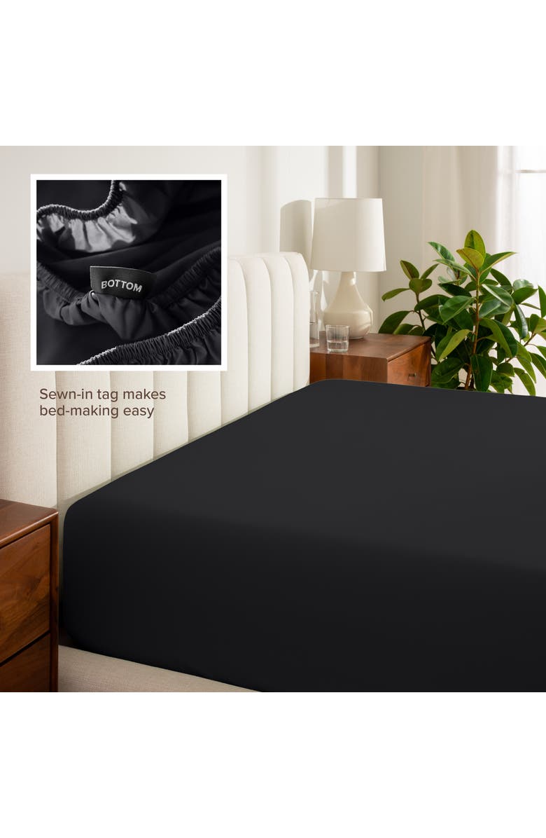 Bare Home 100% Organic Cotton Percale Cooling Fitted Sheet, Alternate, color, Black