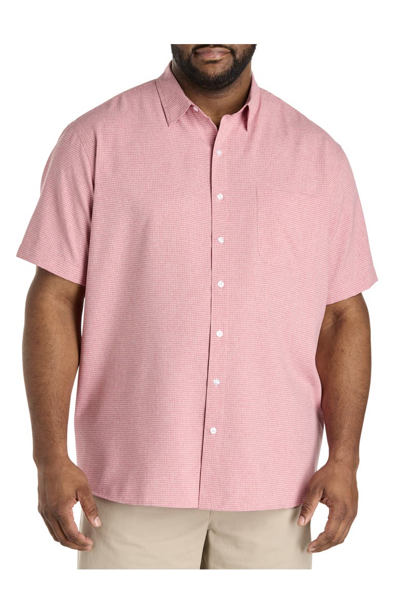 Harbor Bay by DXL Big & Tall Microfiber Small Plaid Sport Shirt, Main, color, Pink