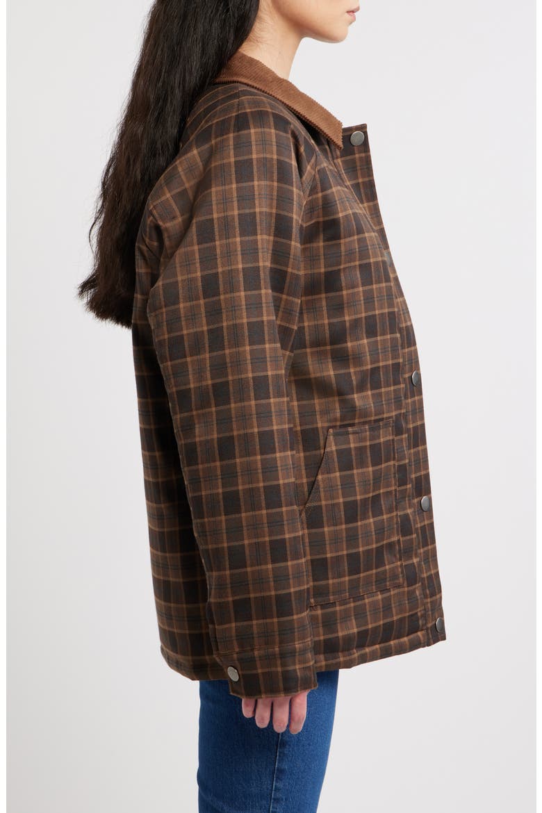Stretch Cotton Twill Chore Coat, Alternate, color, BROWN PLAID