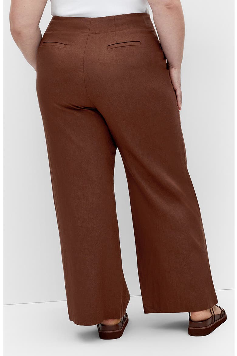 Viven Linen Blend Wide Leg Pants, Alternate, color, CHOCOLATE