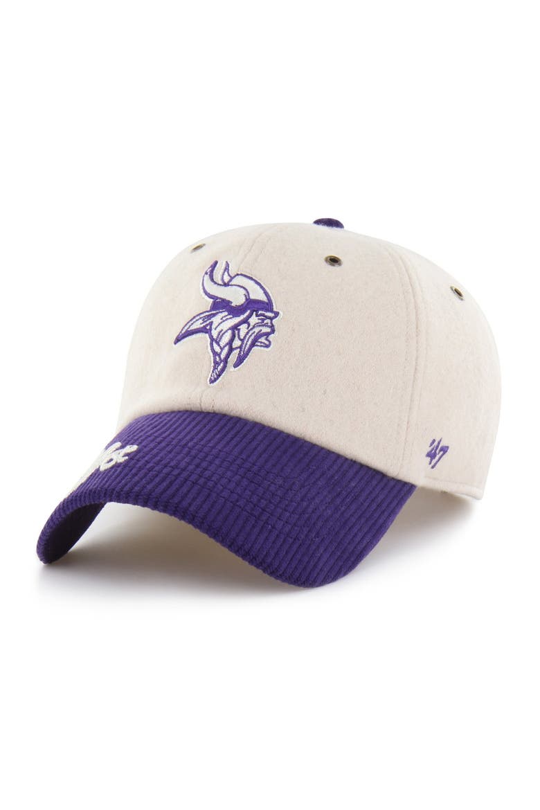 Women's '47 Natural/Purple Minnesota Vikings Rope Script Clean Up Adjustable Hat, Alternate, color, Natural