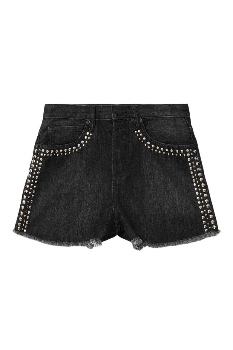 Heidi Studded Denim Shorts, Alternate, color, SHADOW BLACK
