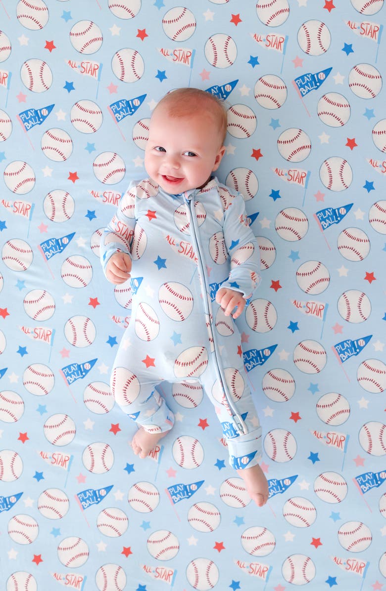 Posh Peanut Fitted Convertible One-Piece Pajamas, Alternate, color, Blue