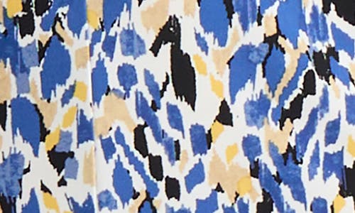 Kasper Abstract Print Short Sleeve Knit Top In Blue