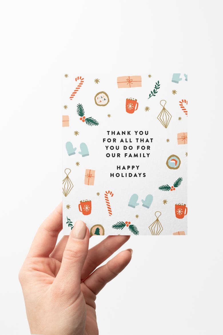 Holiday Thank You Boxed Set of 8 Cards, Alternate, color, Red Envelope