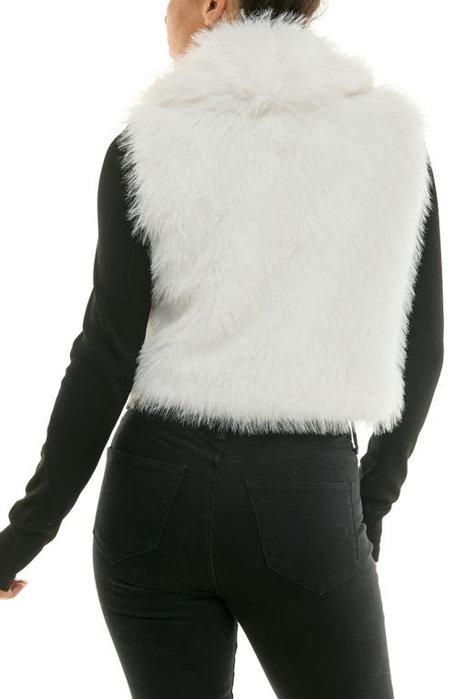 Nina Leonard Cropped Collared Faux Fur Vest In White