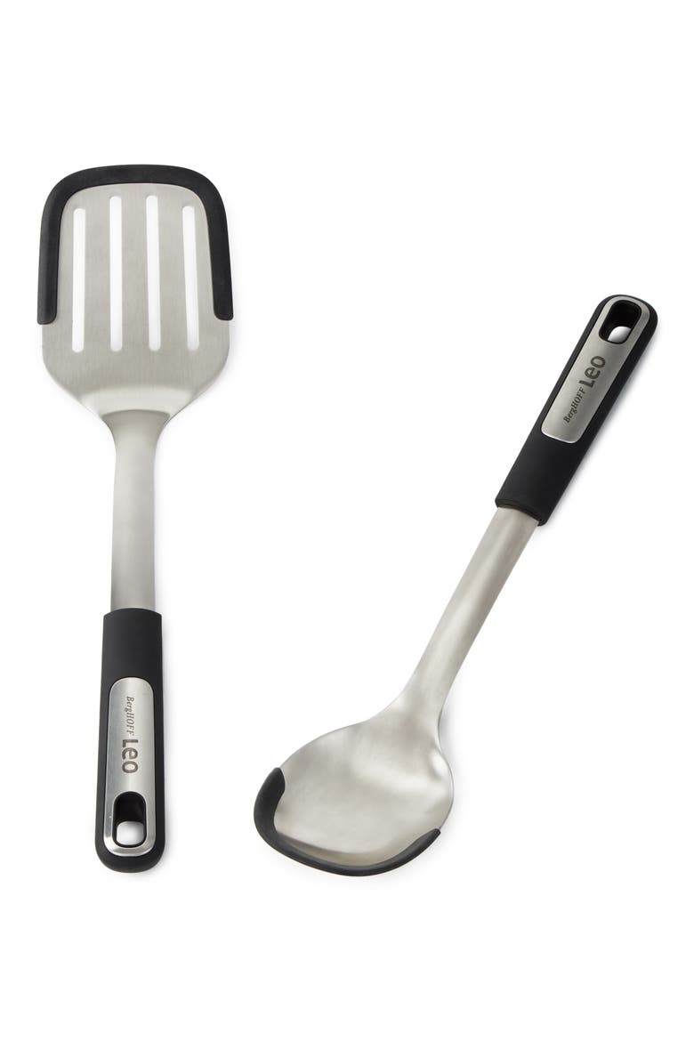 2-Piece Turner Spatula & Serving Spoon Set, Main, color, SILVER