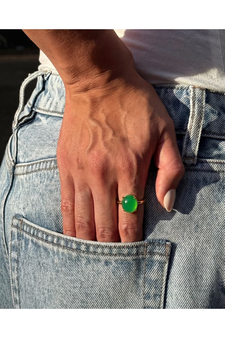 Dew Green jade stone ring, Alternate, color, Bright green