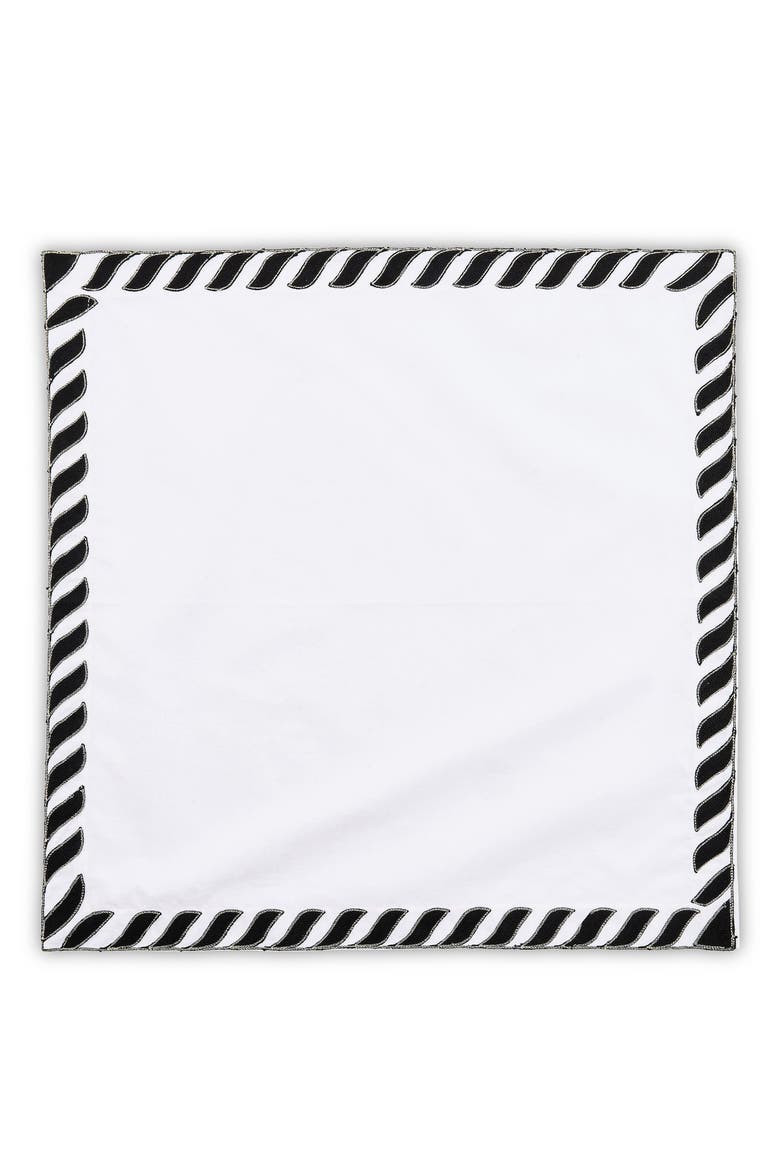 Black & White Rope Border Napkin, Alternate, color, BLACK