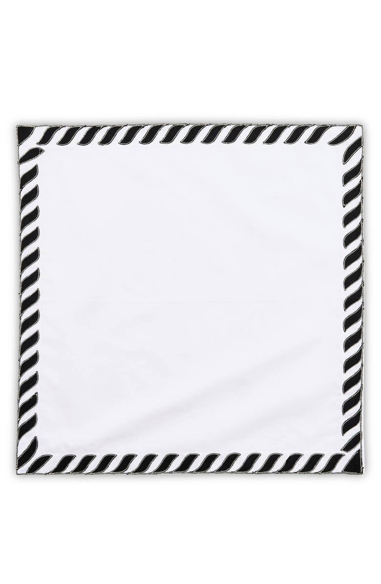 MACKENZIE CHILDS Black & White Rope Border Napkin, Alternate, color, Black