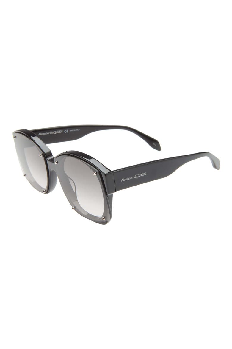 Alexander McQueen 61mm Square Sunglasses, Alternate, color, BLACK