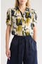 Patterned Pinch Sleeve Button-Up Shirt