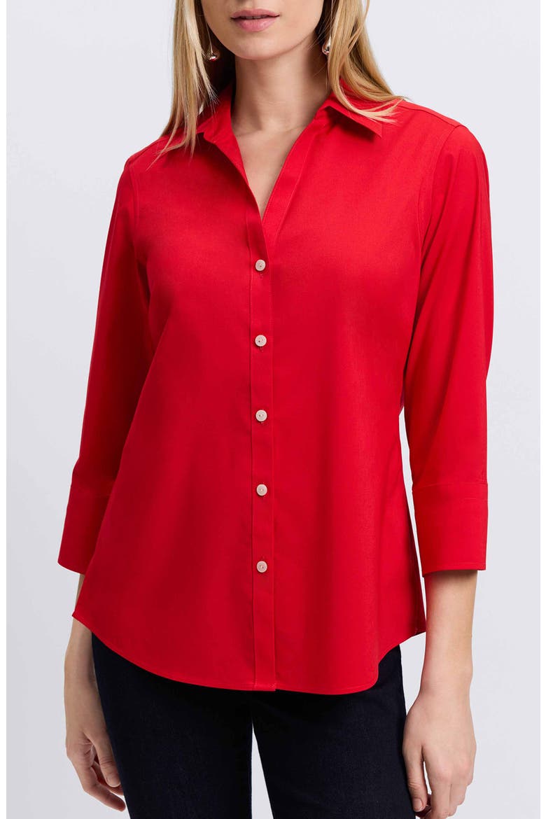 Mary Button-Up Blouse, Main, color, SIMPLY RED