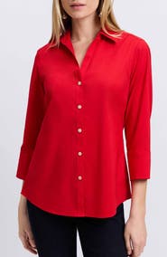 Foxcroft Mary Button-Up Blouse