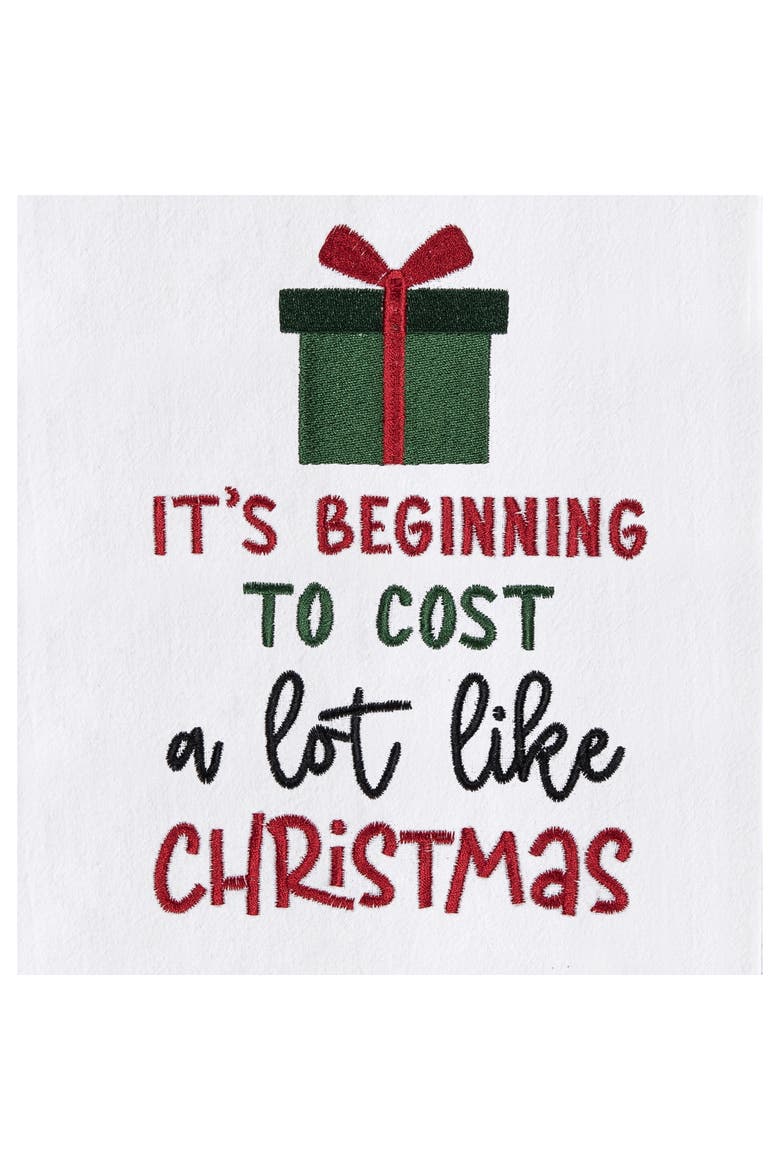 Cost Like Christmas Funny Phrases Embroidered Gift Towel, Alternate, color, Green