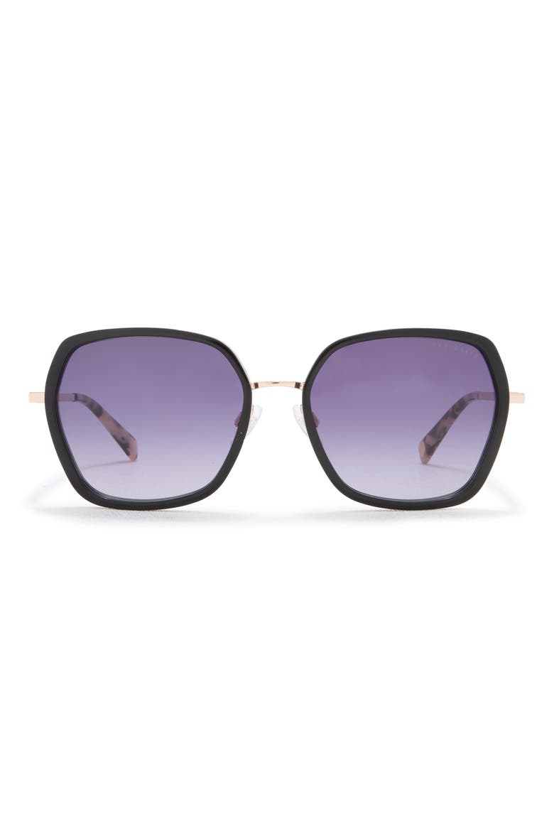 56mm Square Sunglasses, Main, color, BLACK