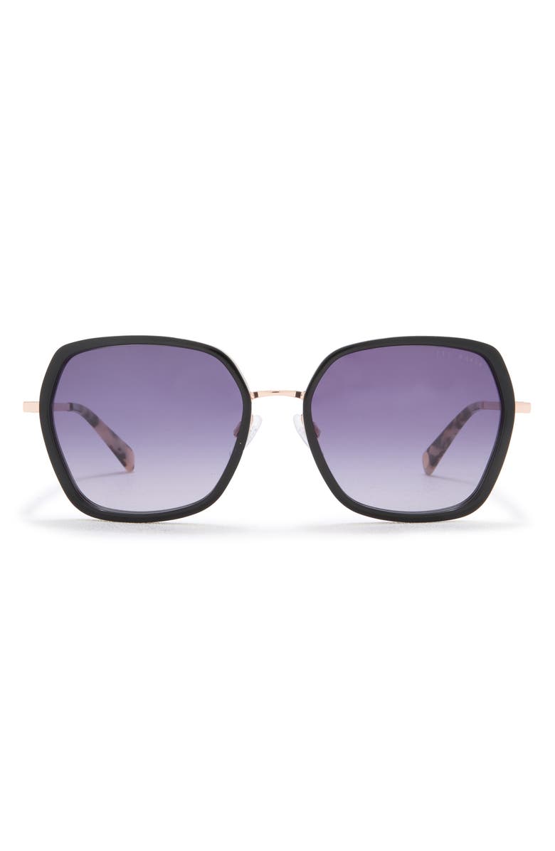 Ted Baker London 56mm Square Sunglasses, Main, color, Black