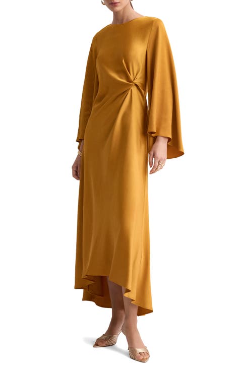 Twist Flutter Sleeve Satin Dress