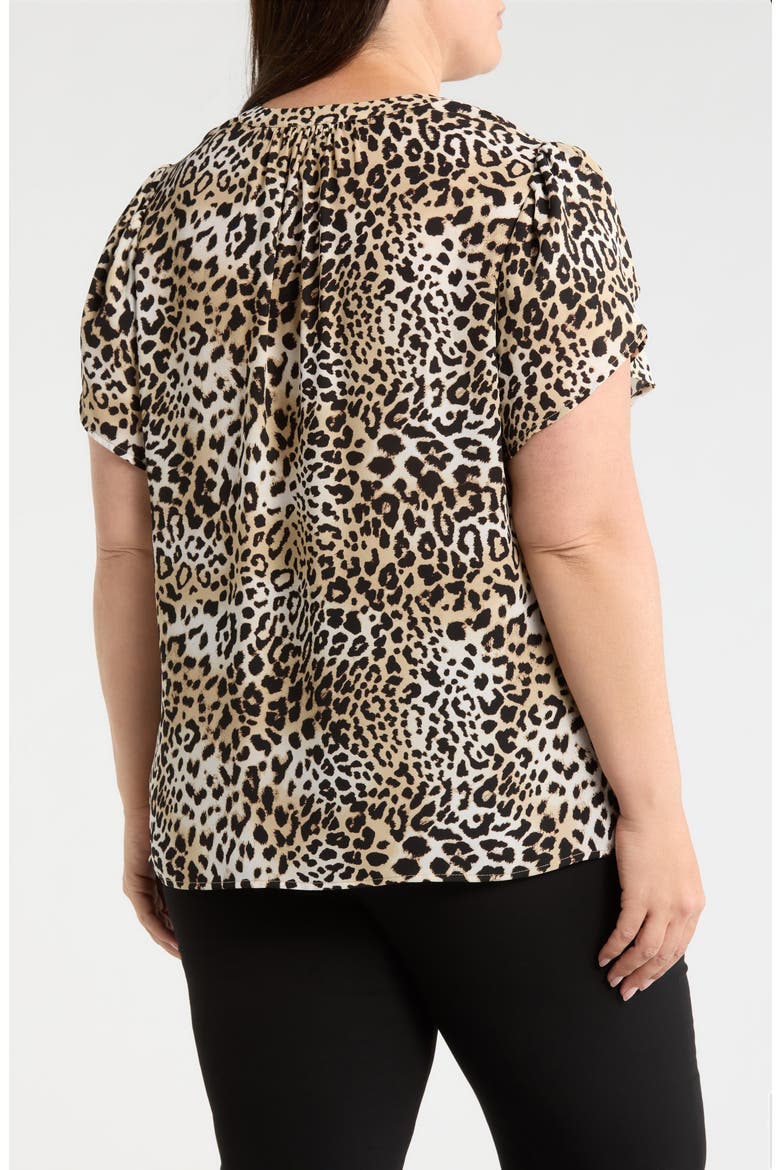 Leopard Print Tulip Sleeve Popover Top, Alternate, color, ANNE BLACK MULTI