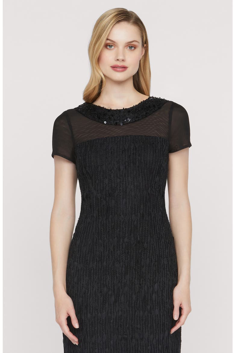 Inaya Embellished Column Gown, Alternate, color, BLACK
