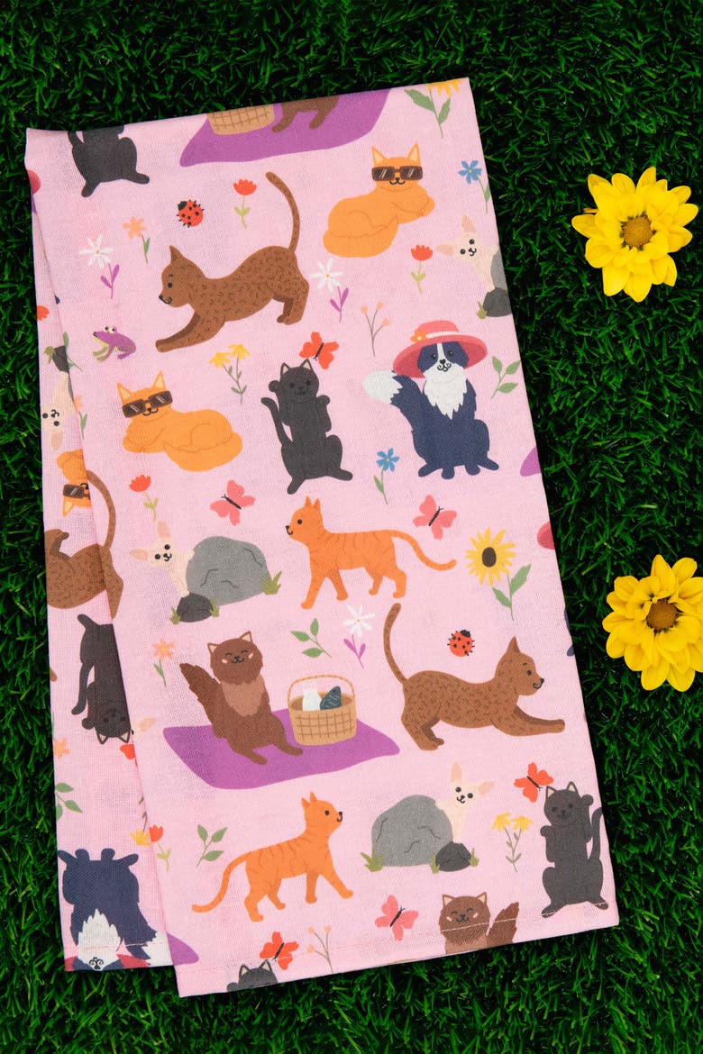 Cat Kitchen Towels, Alternate, color, Whiskers & Blooms