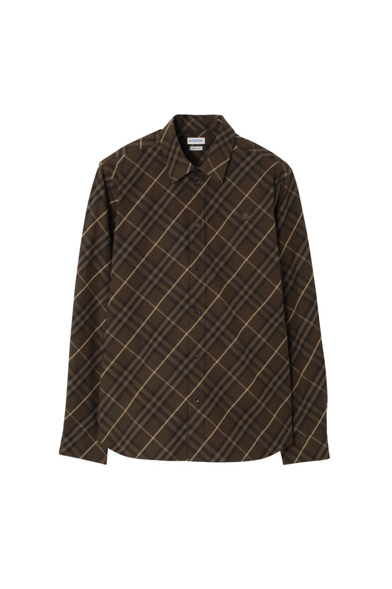 Classic Fit Check Cotton Shirt, Main, color, Sepia brown