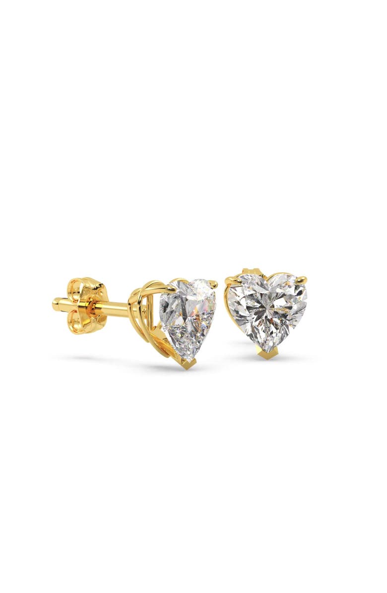 ALLUREZ Heart-Cut Lab Diamond Stud Earrings 14k 1.50ct, Alternate, color, Yellow Gold