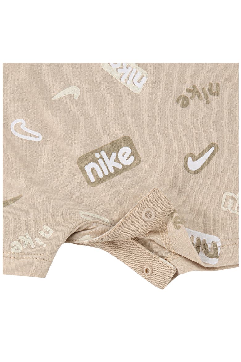 Swoosh Romper, Alternate, color, SANDDRIFT