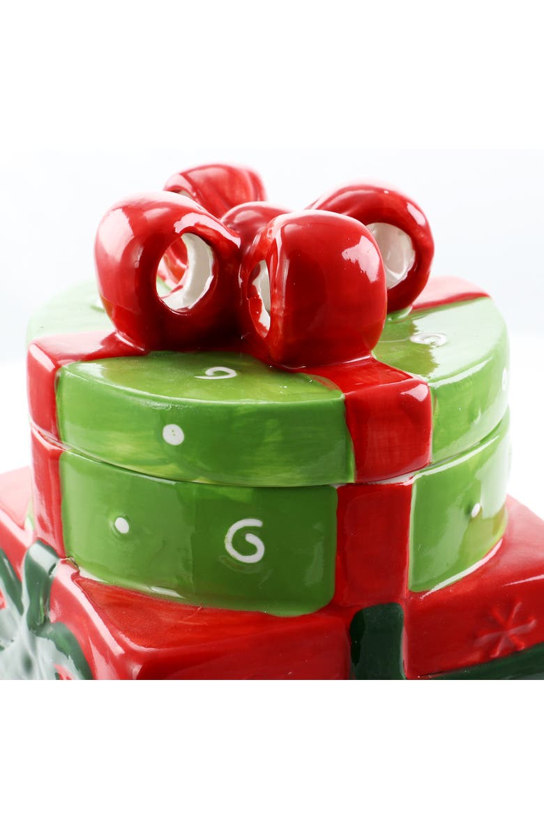 Christmas Estate 7.5 Inch Gift Box Holiday Cookie Jar, Alternate, color, Red